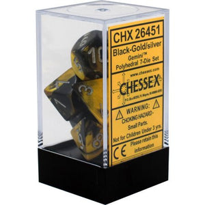 Chessex : Polyhedral 7-die set Black-Gold/Silver