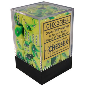 Chessex : 12mm d6 set Green-Yellow/Silver