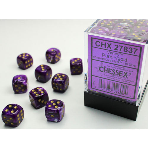 Chessex : 12mm d6 set Vortex Purple/gold