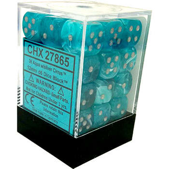 Chessex : 12mm d6 set Cirrus Aqua/Silver