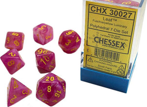 Chessex : Leaf Fuschia/Yellow 7 Dice Set