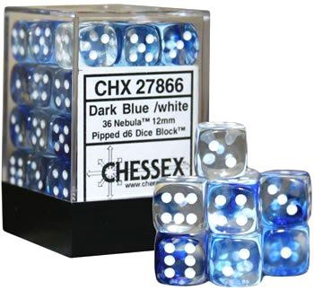 Chessex : 12mm d6 set Nebula Dark Blue/White