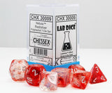 Chessex : Lab Dice - Polyhedral 7-die set Nebula Red/Silver