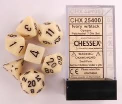 Chessex : Polyhedral 7-die set Black/Ivory Opaque