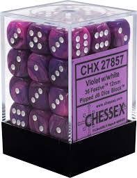 Chessex : 12mm d6 set Festive Violet/White