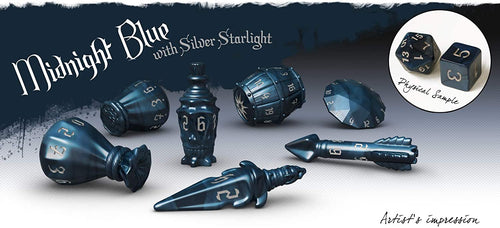 The Rogue 7-dice Set - Midnight Blue & Silver Starlight