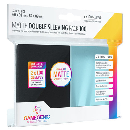 Gamegenic Matte Double Sleeving Pack: Black (100)