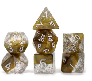 Halfsies Glitter : Gold - 7 dice set