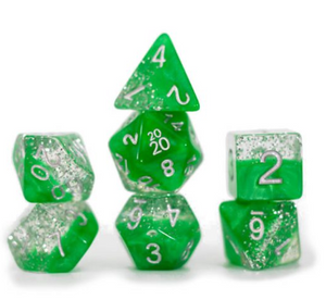 Halfsies Glitter : Green - 7 dice set