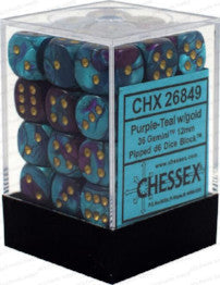 Chessex : 12mm d6 set Purple-Teal/Gold