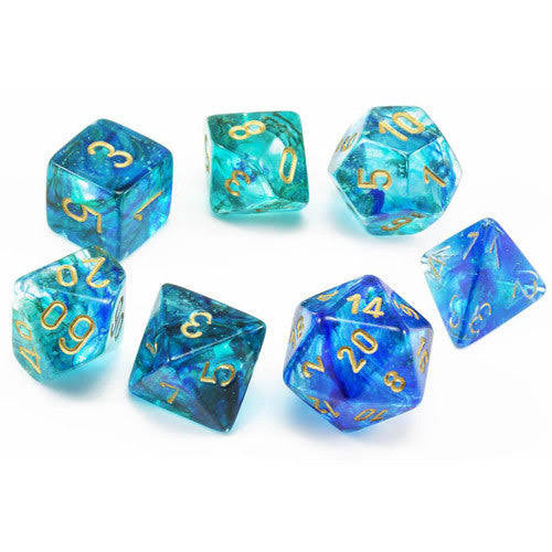 Chessex : Polyhedral 7-die set Nebula Oceanic/Gold