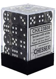 Chessex : 12mm d6 set Smoke w/white