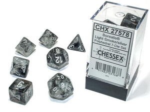 Chessex : Polyhedral 7-die set Light Smoke / Silver