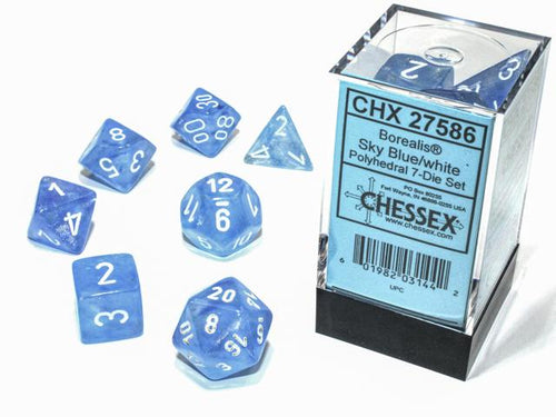 Chessex : Polyhedral 7-die set Sky Blue/White