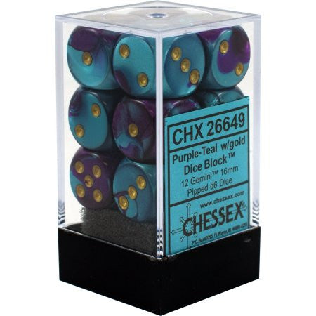 Chessex : 16mm d6 set Purple-Teal/Gold