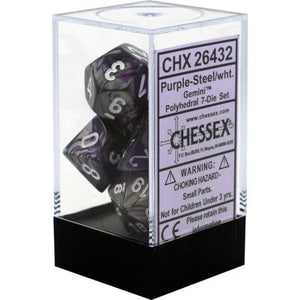Chessex : Polyhedral 7-die set Purple-Steel/White