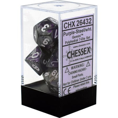 Chessex : Polyhedral 7-die set Purple-Steel/White
