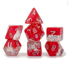 Halfsies Glitter : Red - 7 dice set