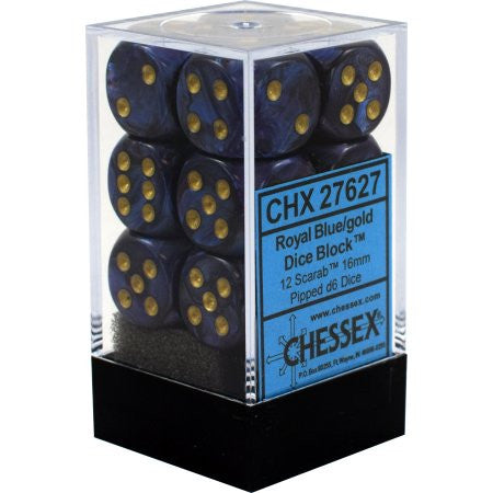 Chessex : 16mm d6 set Royal Blue/Gold