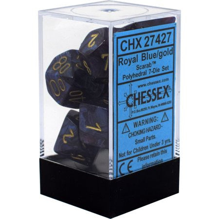 Chessex : Polyhedral 7-die set Royal Blue/Gold
