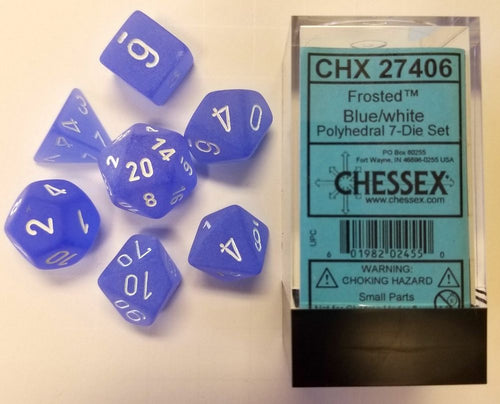 Chessex : Polyhedral 7-die set Frosted Blue/White