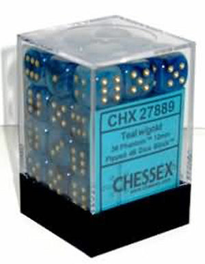 Chessex : 12mm d6 set Teal/gold