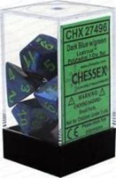 Chessex : Polyhedral 7-die set Dark Blue w/Green