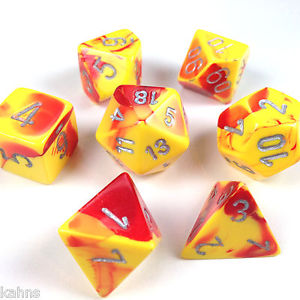 Chessex : Polyhedral 7-die set Red-Yellow/Silver