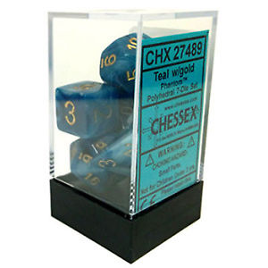 Chessex : Polyhedral 7-die set Teal w/Gold