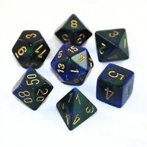 Chessex : Polyhedral 7-die set Blue-Green/Gold