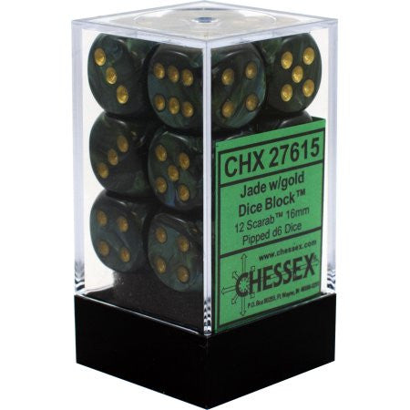 Chessex : 16mm d6 set Jade/Gold