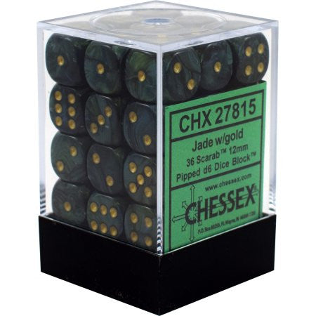 Chessex : 12mm d6 set Jade/Gold