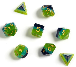 Sirius Dice Set - Semi-Translucent Green & Blue