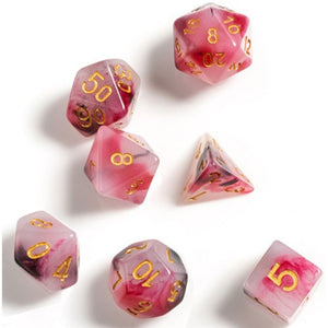 Sirius Dice Set - Marble Pink, Black, & Red