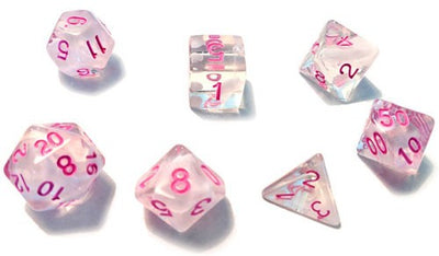 Sirius Dice Set - Semi-Translucent White Cloud with Pink