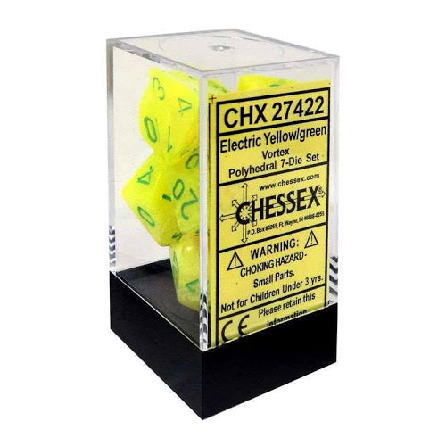 Chessex : Polyhedral 7-die set Electric Yellow/Green Vortex