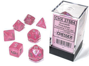 Chessex : Polyhedral 7-die set Pink/Silver